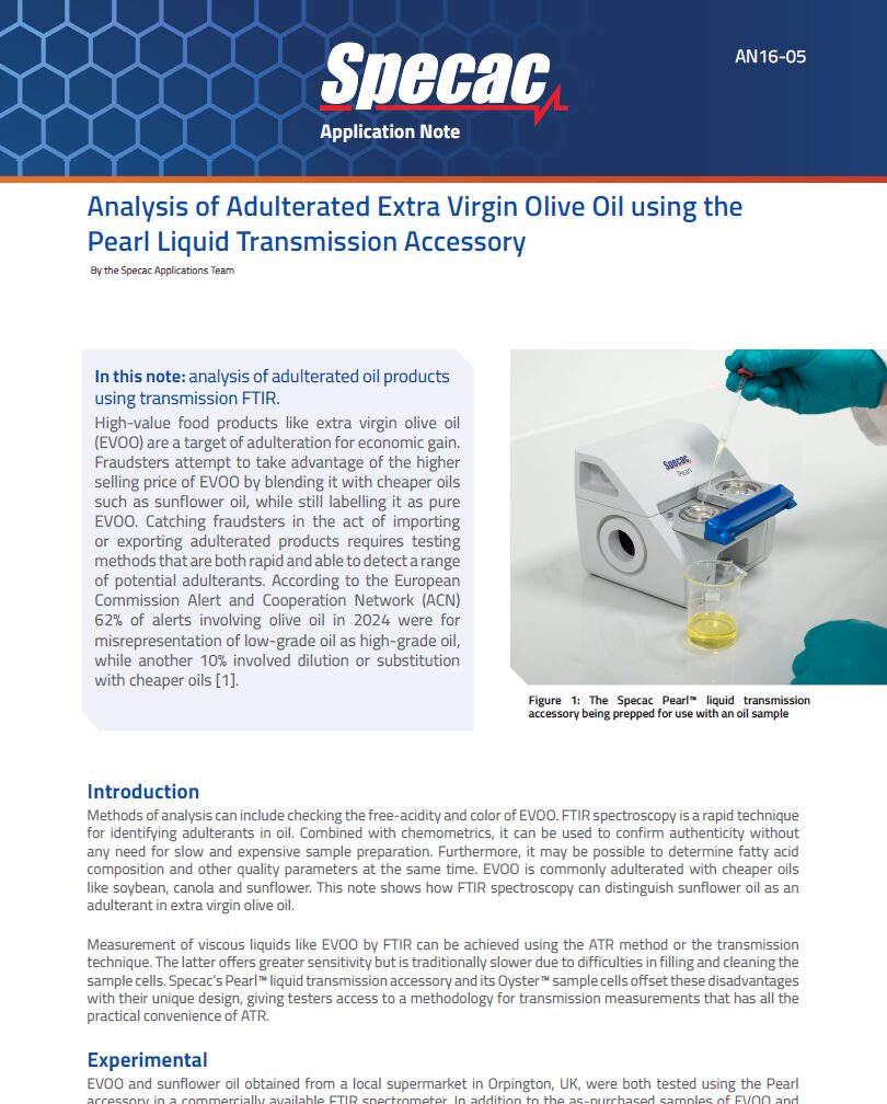 Olive Oil Analysis with the Pearl FTIR accessory - Specac Ltd