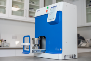 APEX 400 press from Specac, dedicated to preparing pellets for XRF analysis in the busiest laboratories.